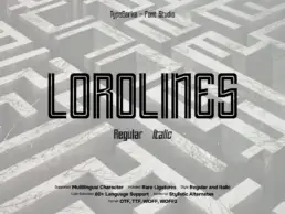 LOROLINES sport display font cover showing regular and italic styles