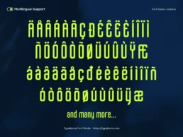 Lostlane condensed display font with multilingual accented characters for international sport, racing teams, and global branding layouts.