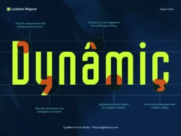 Lostlane Regular close-up highlighting compact vertical rhythm, energetic descenders, and clean accent alignment for crisp readability.