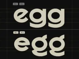 Magowey bold sport font Alt e and Alt g stylistic alternates – comparison of default and alternate lowercase glyphs in large display size by TypeBerka