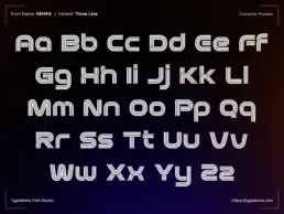KEHRA multiform sport display font three-line variant character set showing futuristic uppercase and lowercase letters designed for sports logos and digital branding