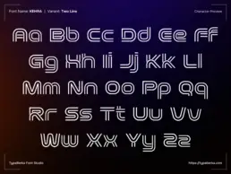 KEHRA multiform sport display font two-line variant alphabet preview featuring geometric athletic lettering for modern sports identity and esports graphics
