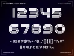 KEHRA multiform sport display font numerals and symbol set in three-line style featuring futuristic numbers ideal for jerseys, racing graphics, and sports branding