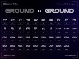 Ground ligature showcase from KEHRA multiform sport display font highlighting futuristic connected lettering for sports identity and racing graphics