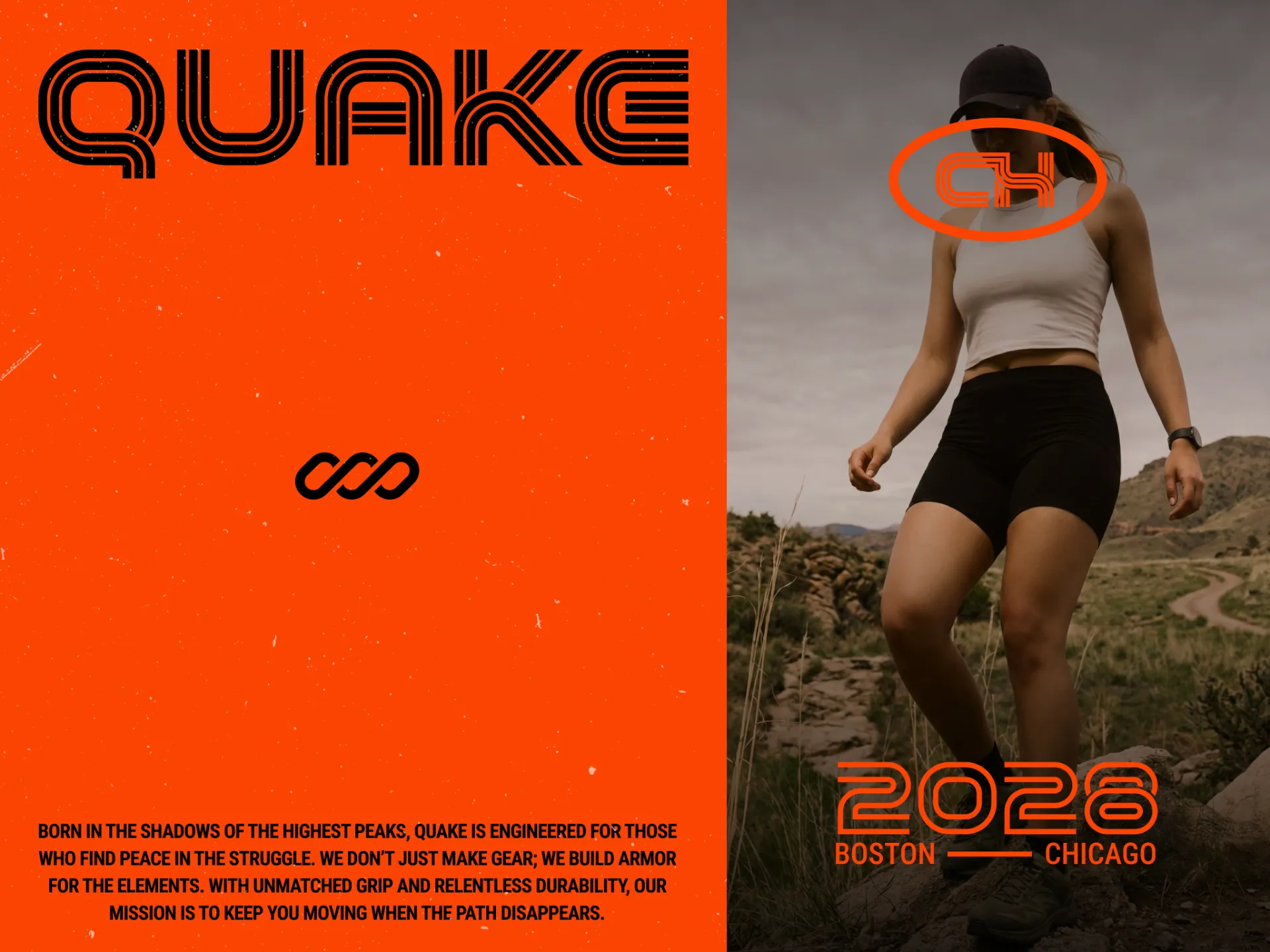 KEHRA multiform sport display font used in outdoor athletic branding poster with bold parallel line lettering for modern sportswear campaigns